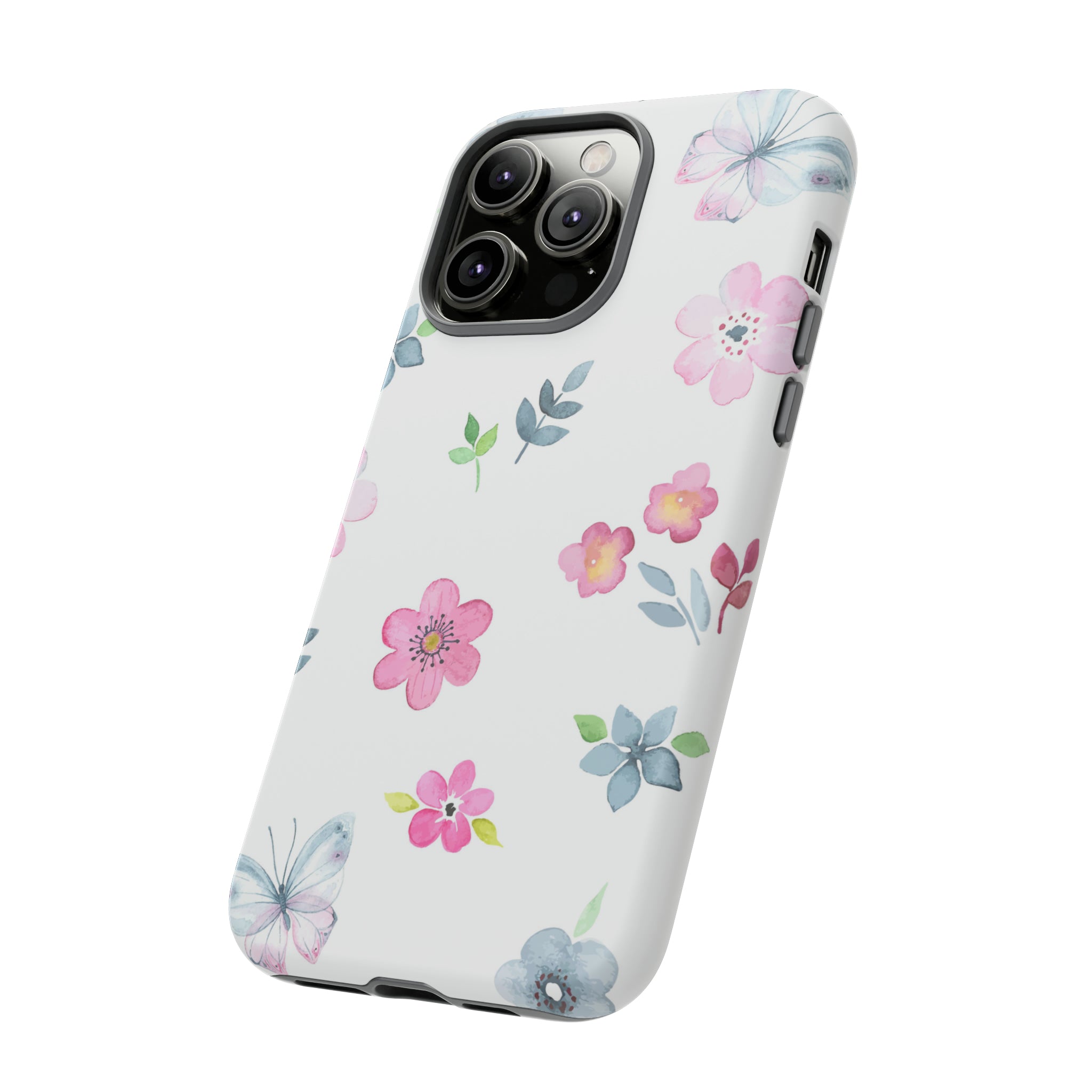 Vintage flowers and butterflies iPhone case - Protective Phone Case