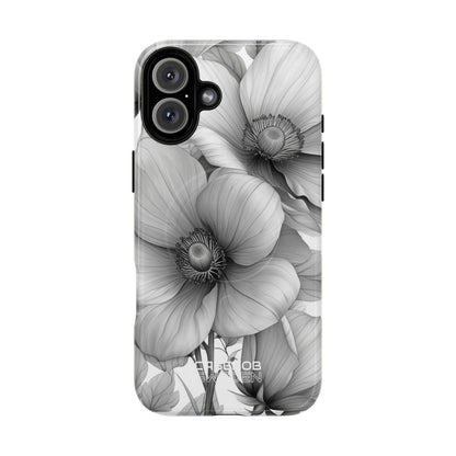 Grayscale Floral Harmony iPhone 16 - Tough+