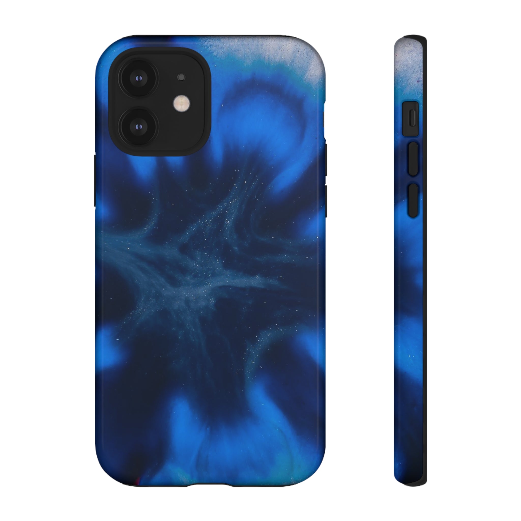 Blue Star Marble Ink Art iPhone Case (Protective) iPhone 12 Glossy Phone Case