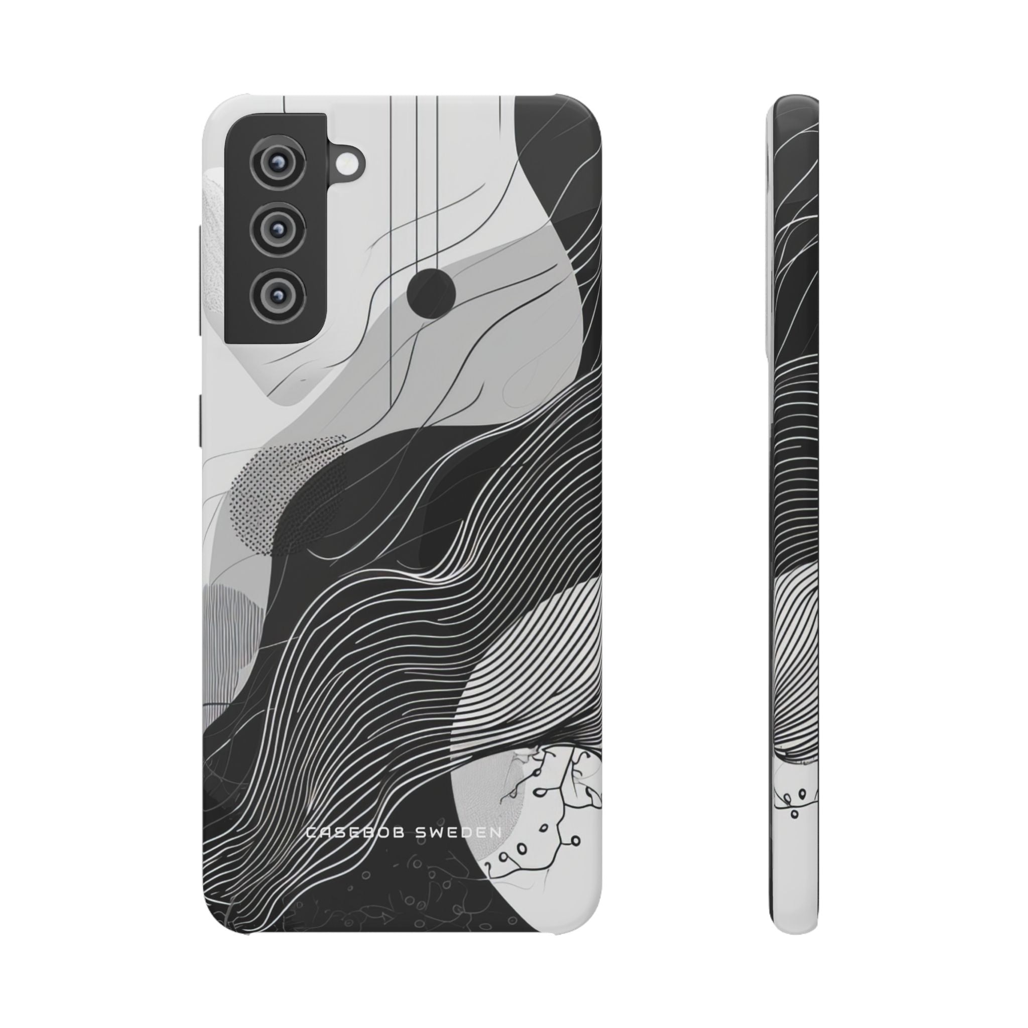 Fluid Rhythms: Monochrome Line Flow Samsung S21 - Slim Phone Case