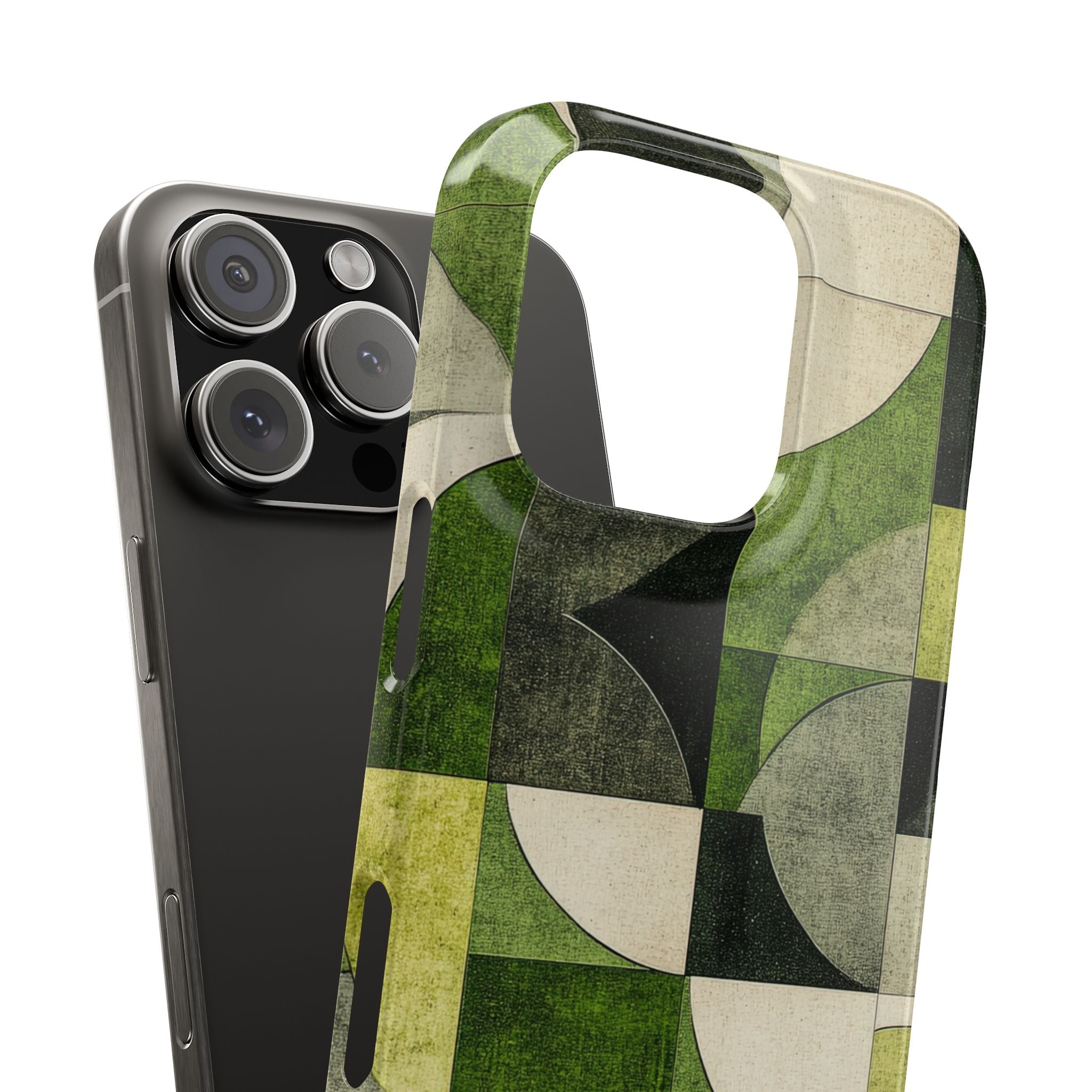 Green Geometric Harmony - Slim iPhone 16 Phone Case