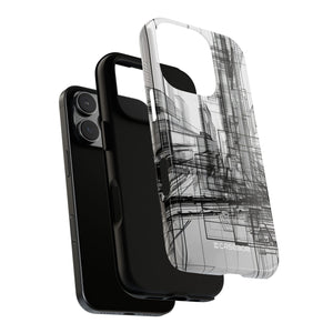 Urban Complexity: Black Lines Design - for iPhone 16