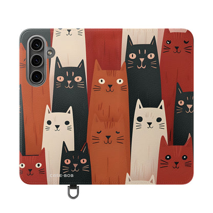 Cat Columns Orange - Samsung S24 Plus Case - Wallet
