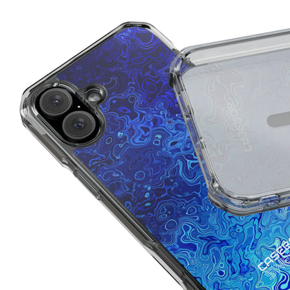 Swirling Blue Currents iPhone 16 - Impact Clear+
