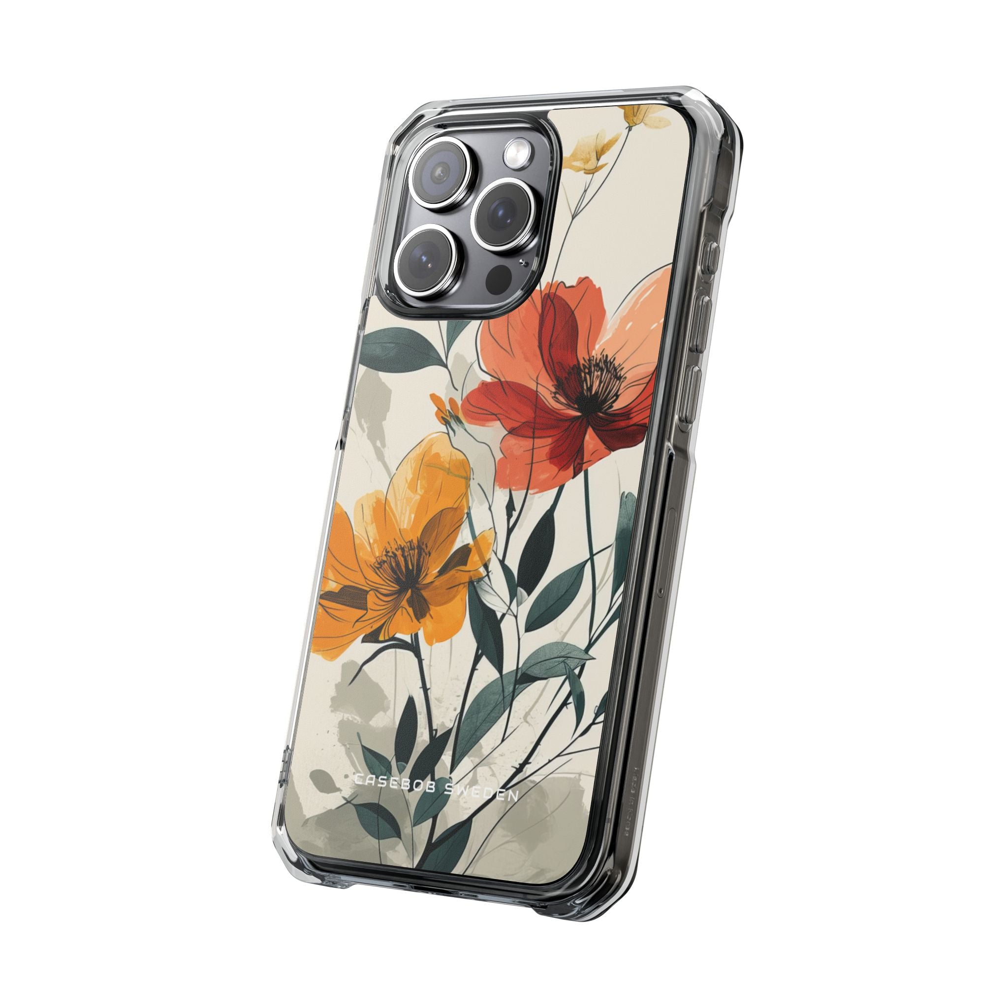 Elegant Floral Harmony iPhone 15 - Clear Impact Phone Case