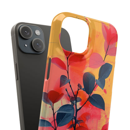 Yellow Botanical Splash - Slim iPhone 15 Phone Case