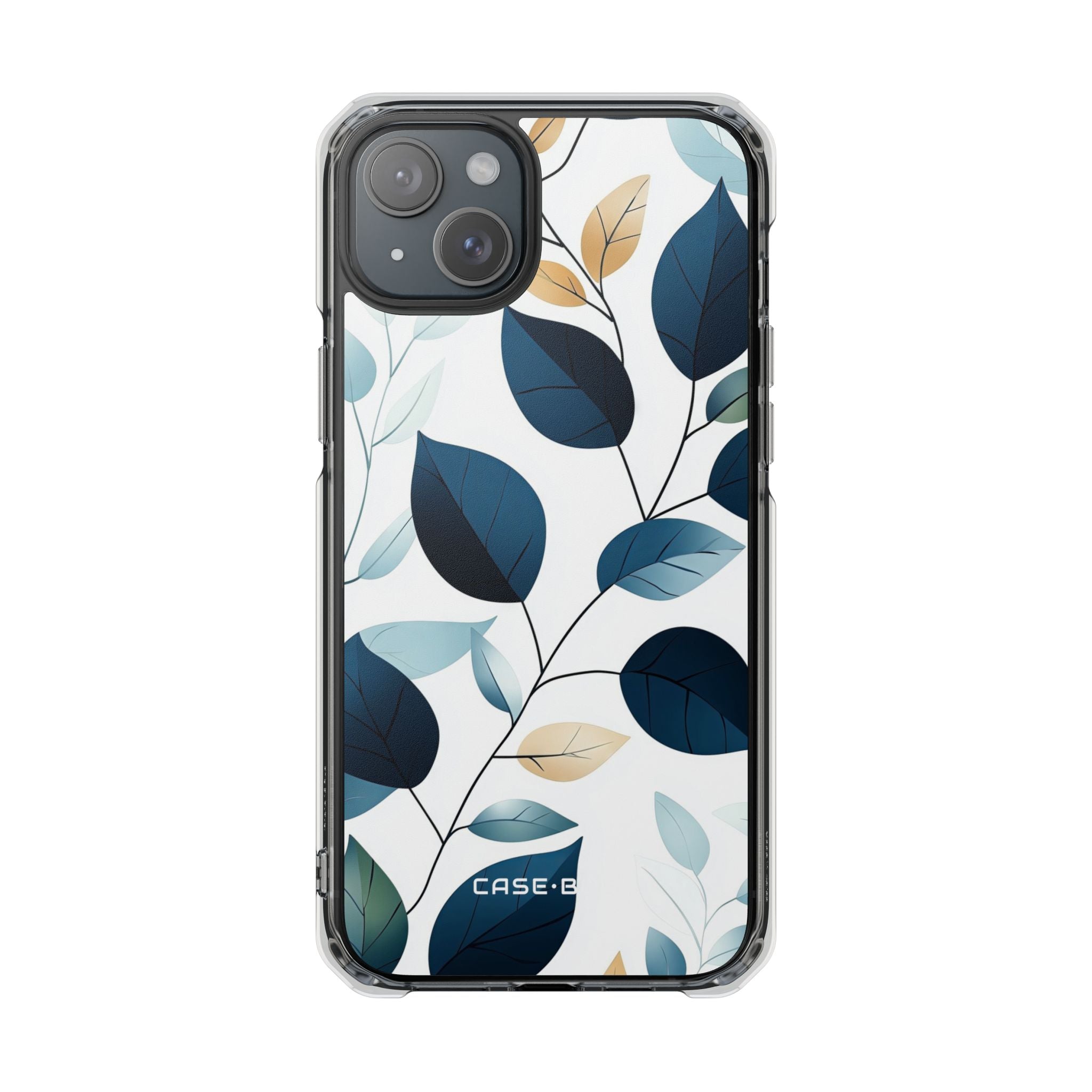 Navy Leaf Veins iPhone 15 Plus Case - Impact