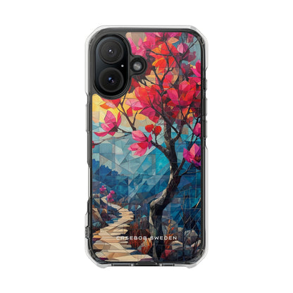 Vibrant Geometric Tree Landscape iPhone 16 - Clear Impact Phone Case