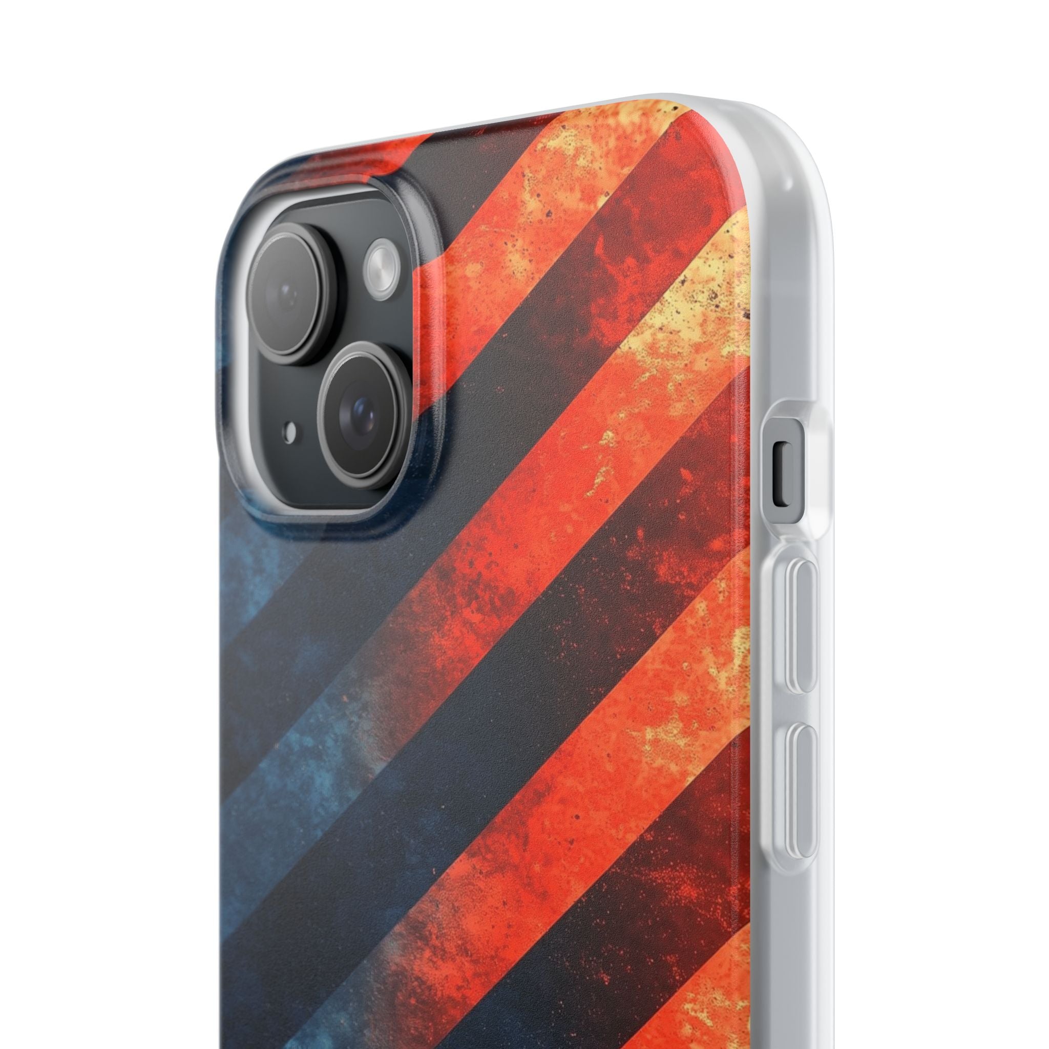 Diagonal Stripes Blaze iPhone 15 Plus Case - Soft