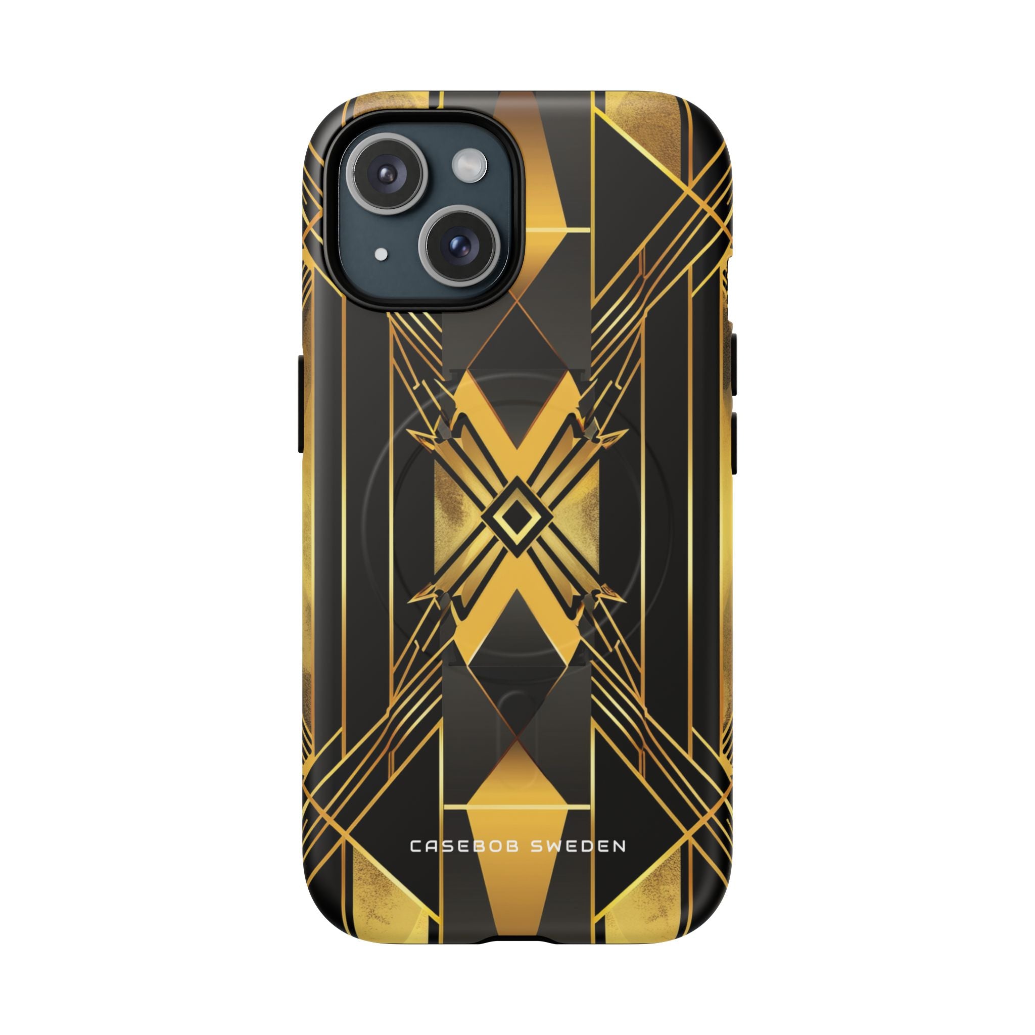 Golden Geometric Elegance iPhone 15 | Tough+ Phone Case