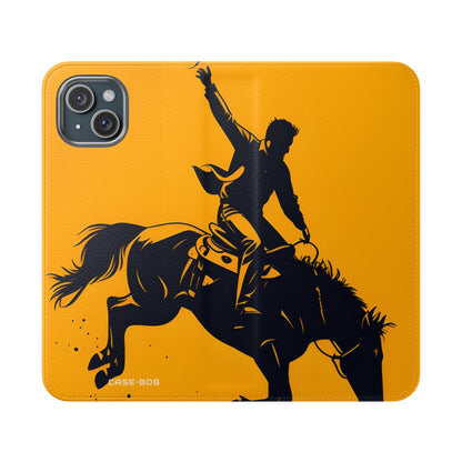 Bucking Cowboy Shadow - iPhone 15 Plus Case - Wallet