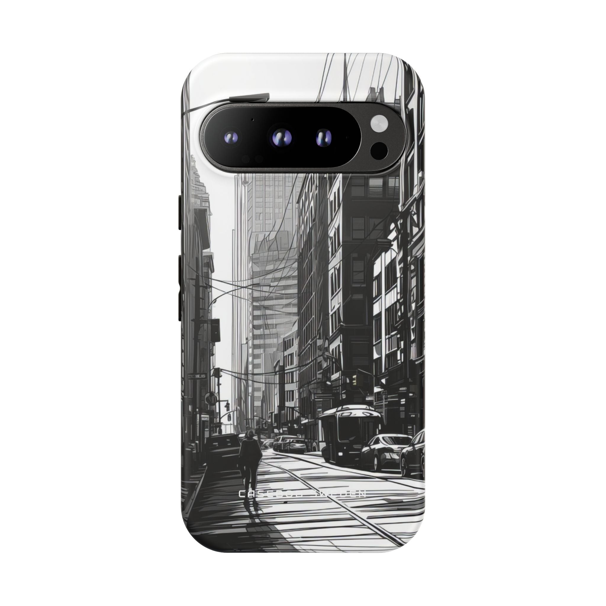 Urban Monochrome Streetscape Google Pixel 9 - Tough Phone Case