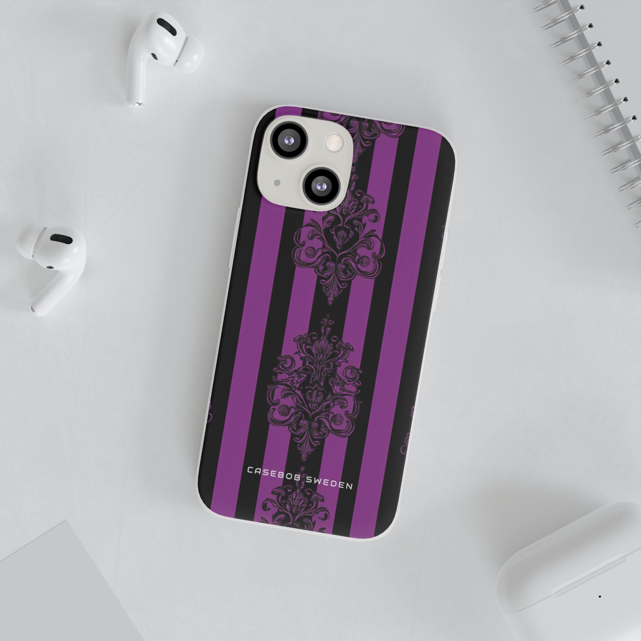 Gothic Elegance with Vertical Stripes and Ornamental Motifs iPhone 13 - Flexi Phone Case