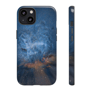 Blue Stardust Ink Art iPhone Case (Protective) iPhone 13 Glossy Phone Case