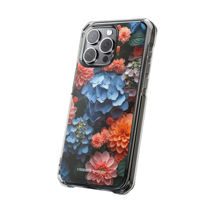 Blue Floral Bliss - Clear Impact iPhone 15 Phone Case