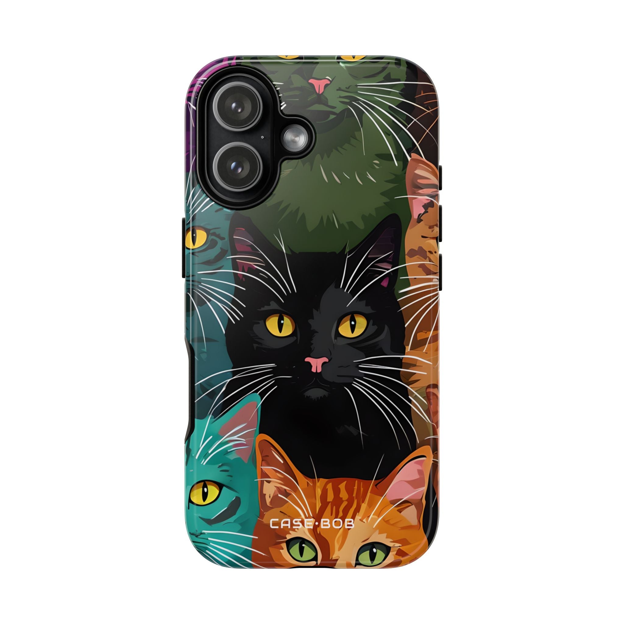 Teal Cat Grid iPhone 17 Case - Tough