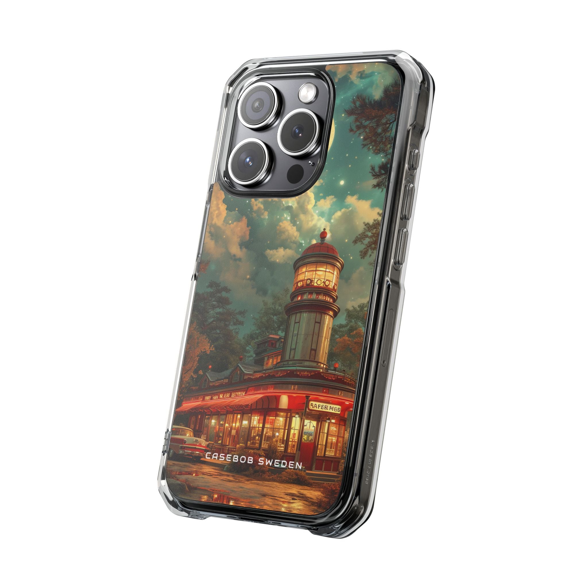 Vintage Moonlit Diner Fantasy iPhone 15 - Clear Impact Phone Case