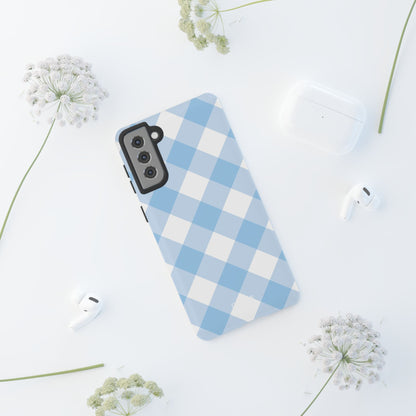 Soft Blue Gingham Elegance - Samsung Case