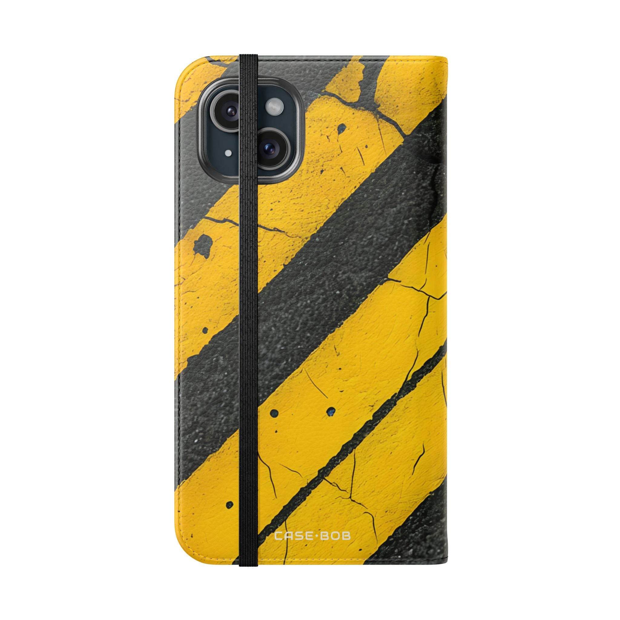 Yellow Stripes Distress - iPhone 15 Plus Case - Wallet