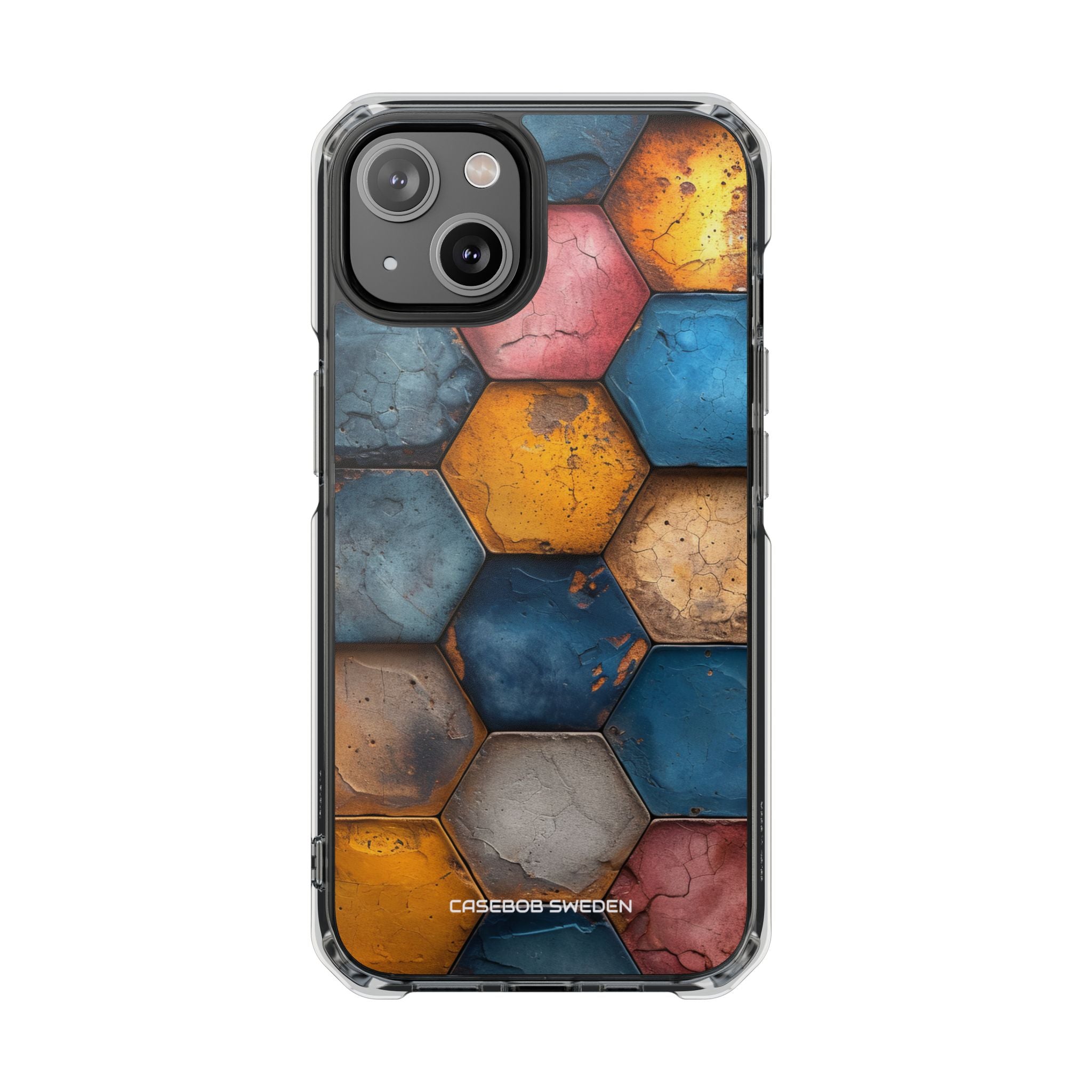 Rustic Geometric Tiles - Clear Impact iPhone 14 Phone Case