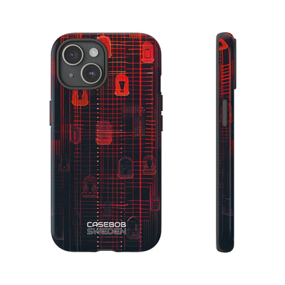 Cyber Locks Grid iPhone 15 - Resistente