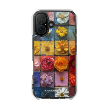 Vibrant Floral Tiles - Clear Impact iPhone 16 Phone Case