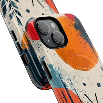 Orange Blue Splash - Tough + MagSafe® iPhone 15 Phone Case