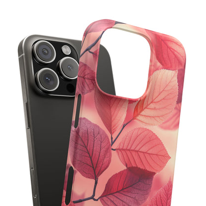 Elegant Pink Leaves iPhone 16 - Slim Phone Case