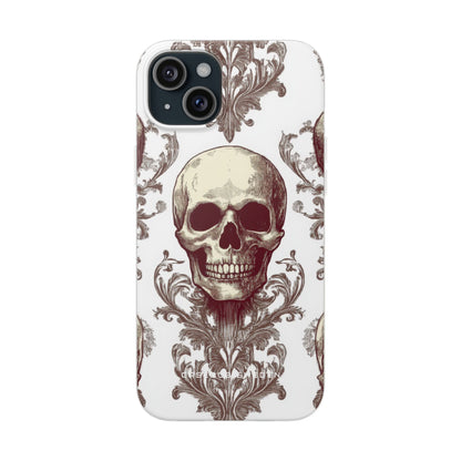 Gothic Skulls and Ornate Foliage iPhone 15 - Flexi Phone Case