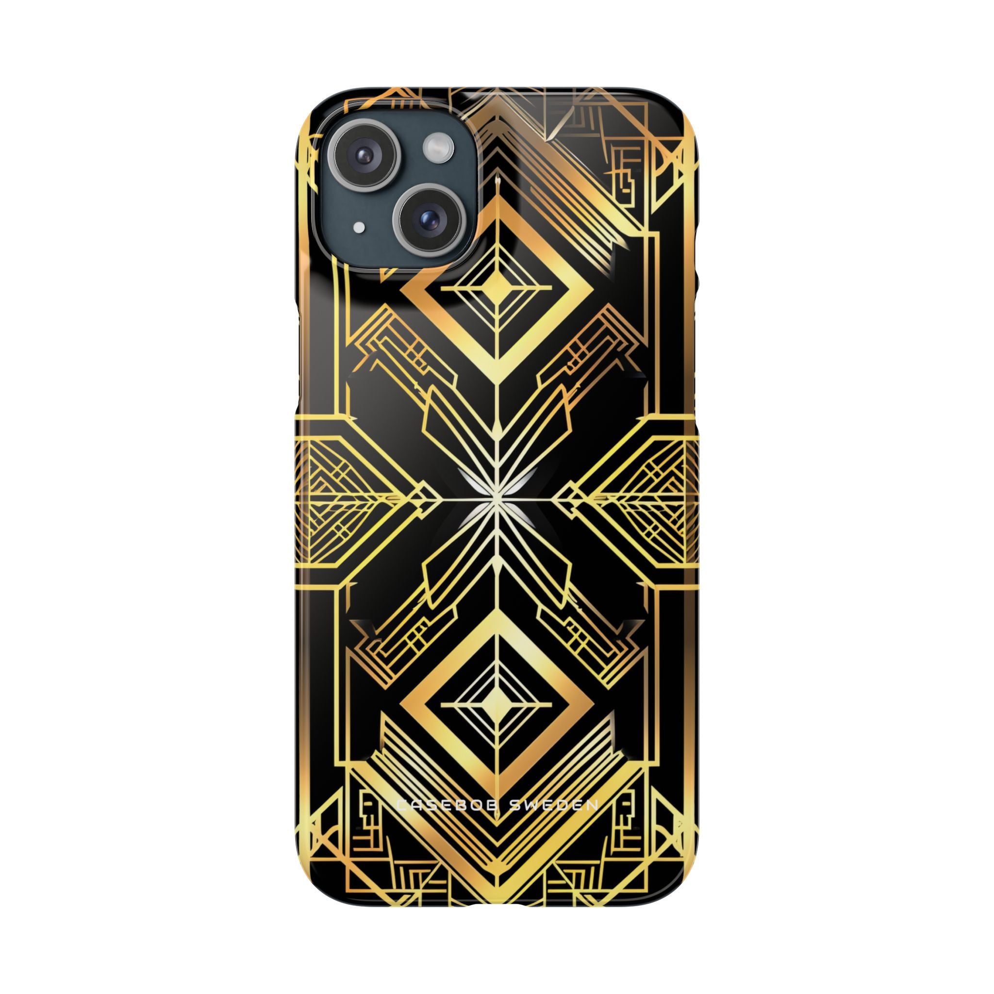 Golden Geometric Opulence iPhone 15 - Slim Phone Case