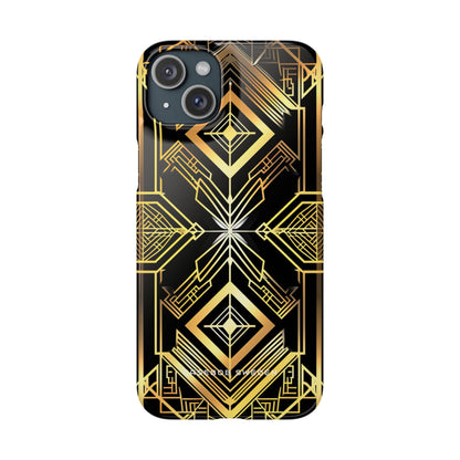 Golden Geometric Opulence iPhone 15 - Slim Phone Case