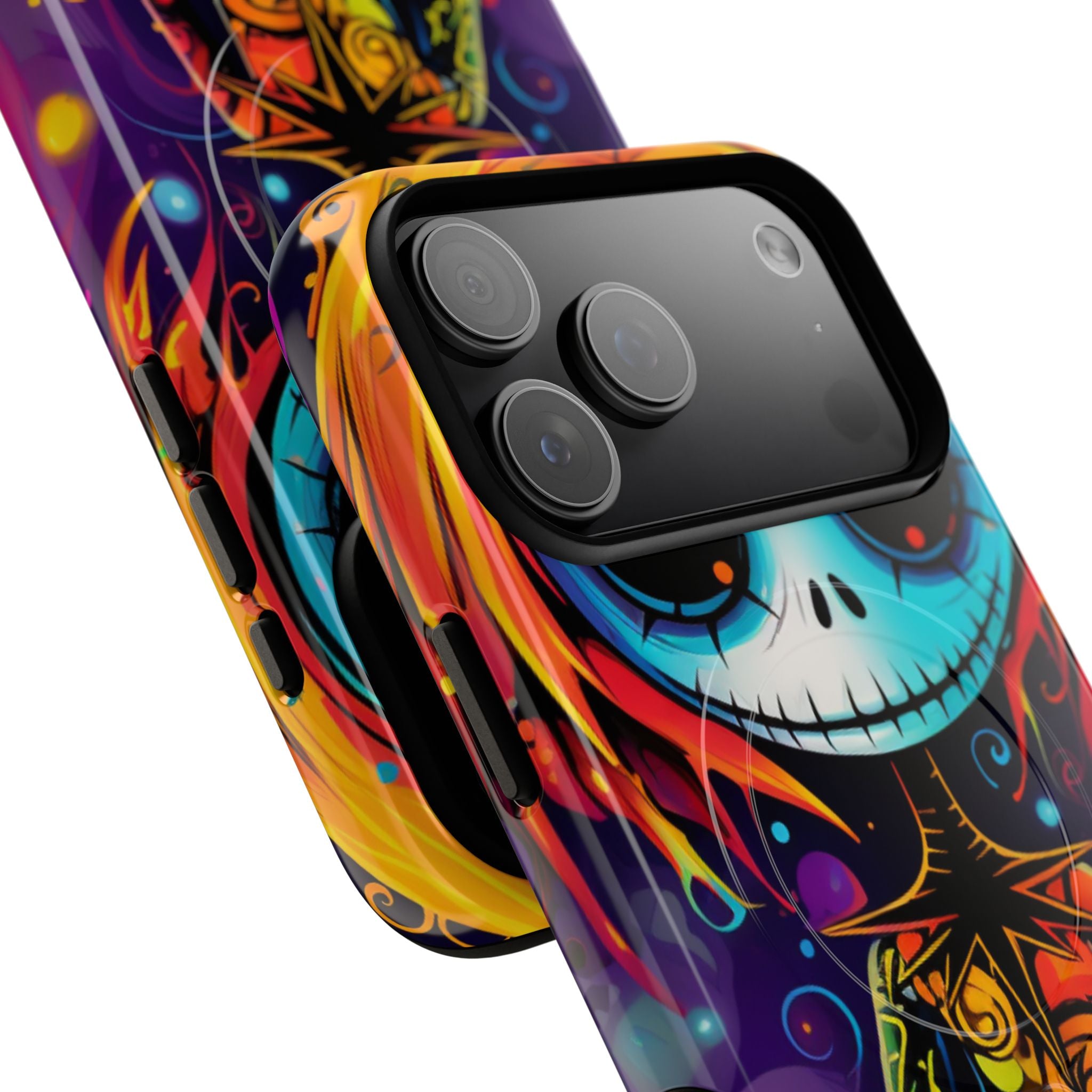Blue Skull Swirl iPhone 17 Pro Max Case - Tough+
