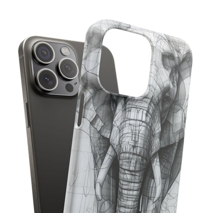 Elephant Line Geometry iPhone 15 - Slim Phone Case