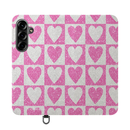 Glitter Heartgrid - Samsung S25+ Case - Wallet