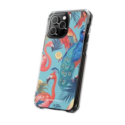 Tropical Flamingo Bliss - Clear Impact iPhone 14 Phone Case