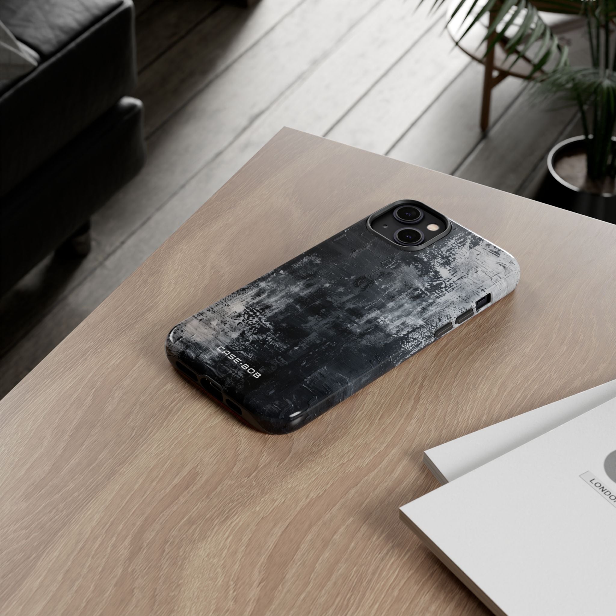 Textured Blackscape iPhone 14 Plus Case - Tough