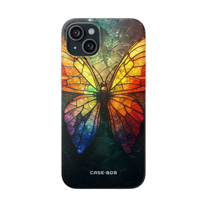 Stained Glass Butterfly iPhone 15 Plus Case - Soft