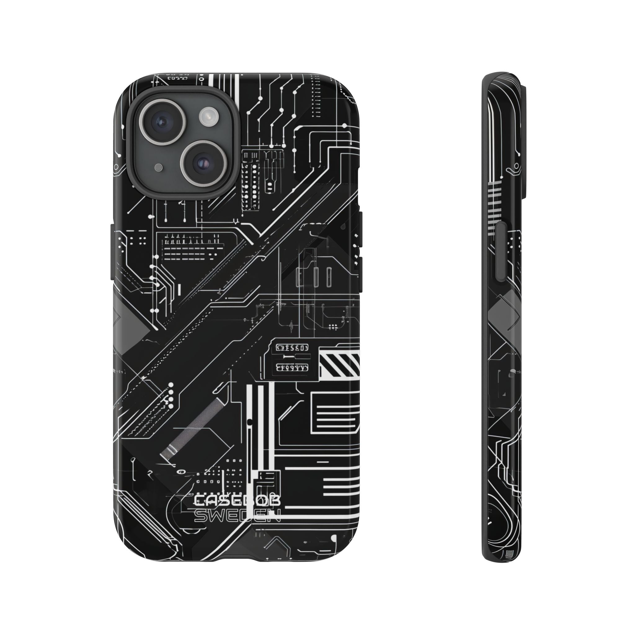 Futuristisches Schaltkreisgitter iPhone 15 – Robust