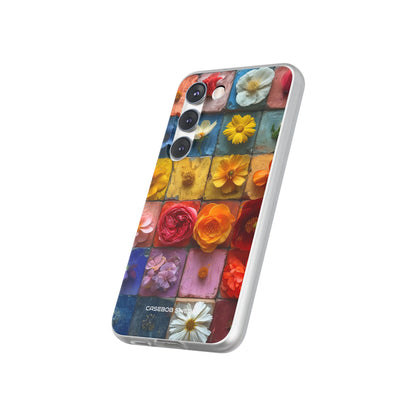 Vibrant Floral Tiles - Flexi Samsung S23 Phone Case