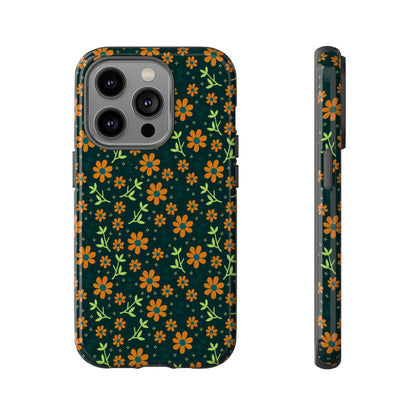 Green Flower Pattern - Protective Phone Case