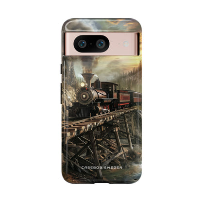 Vintage Steam Train Crossing Mountain Bridge Google Pixel 8 - Tough Phone Case