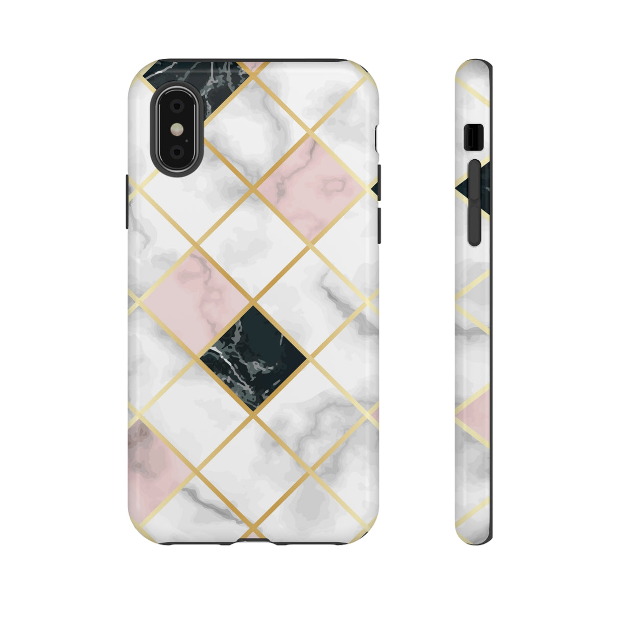 Pink Marble Geometric iPhone Case (Protective) iPhone XS Glossy Phone Case