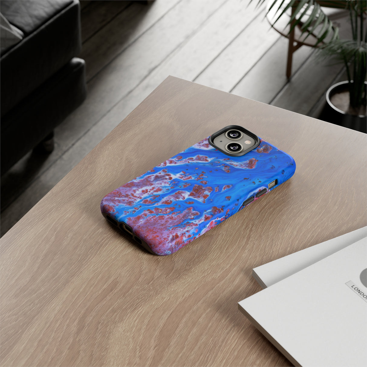 Bright Blue Ink Art iPhone Case (Protective) Phone Case