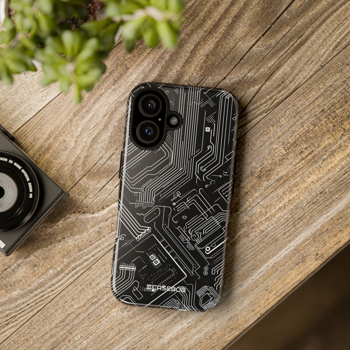 Circuitry Dreams: Abstract Black Design - for iPhone 16