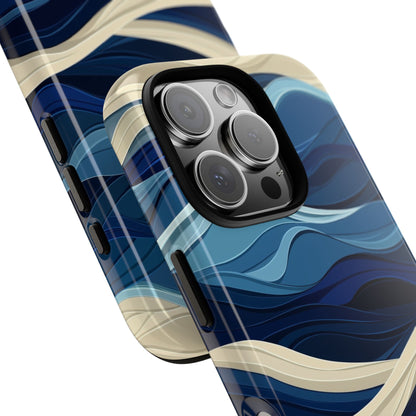 Navy Wave Layers iPhone 16 Pro Case - Tough