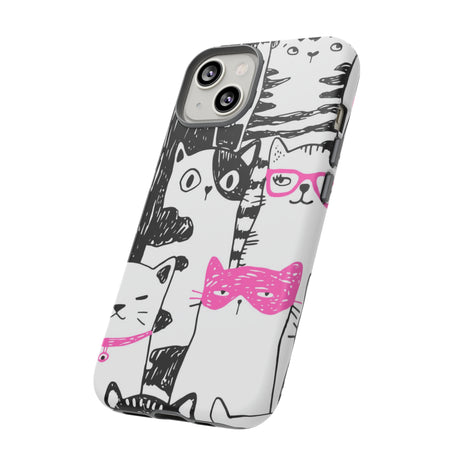 Black & Pink Cat Pattern iPhone Case (Protective) Phone Case