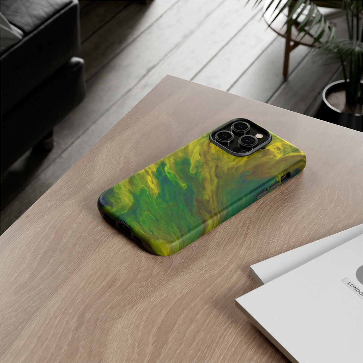 Neon Yellow Ink Art iPhone Case (Protective) Phone Case