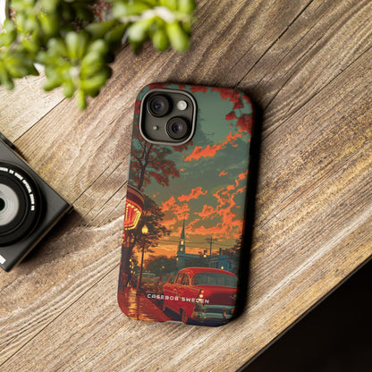 Mid-Century Nostalgia Streetscape iPhone 15 - Tough Phone Case