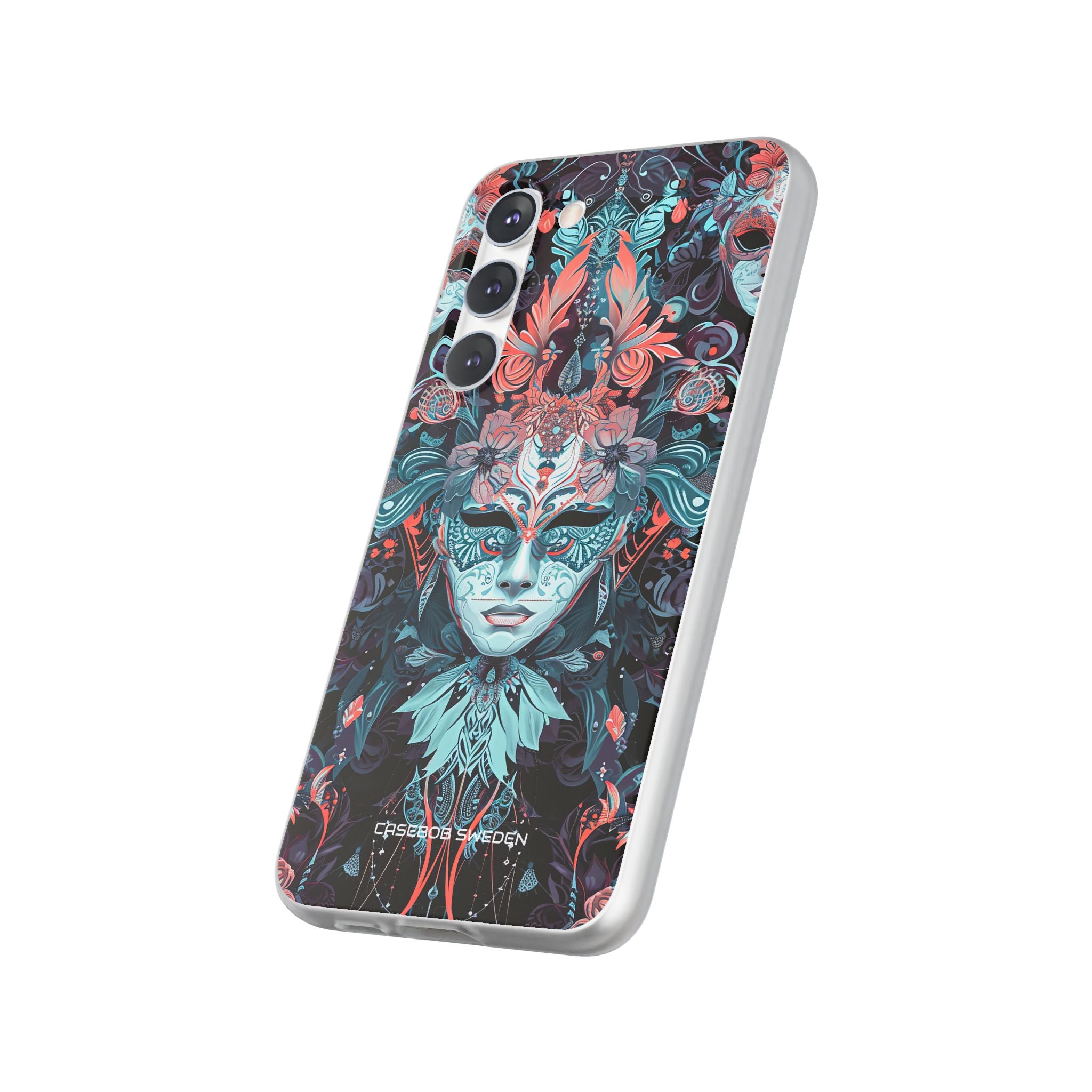 Mystic Teal Coral Mask - Flexi Samsung S23 Phone Case