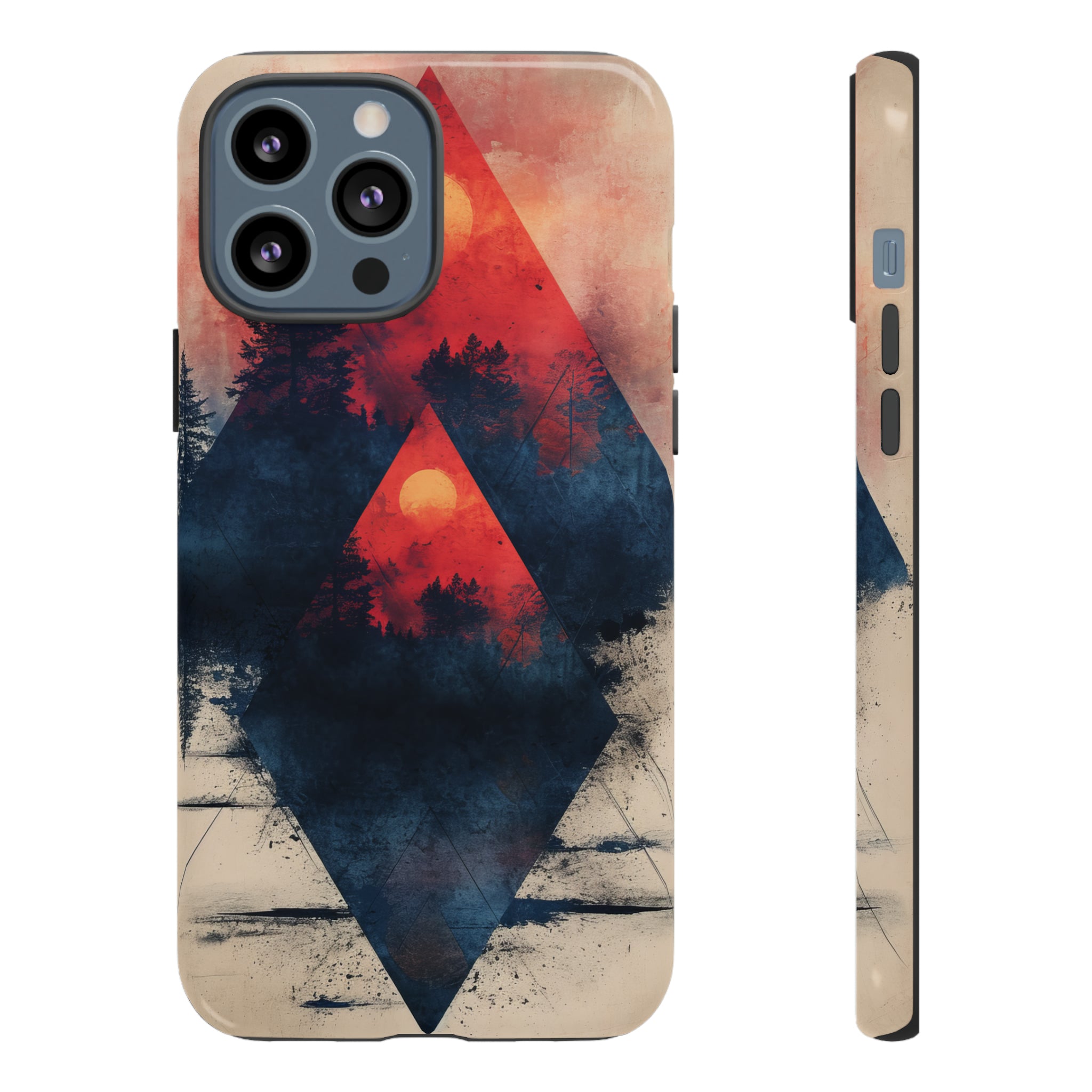 Pastel Triangle Forest Dusk - Protective Phone Case